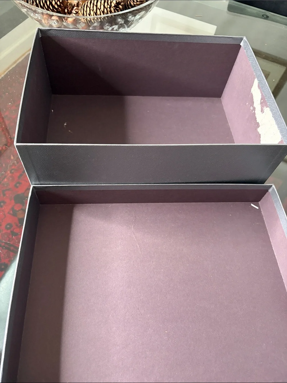Authentic Prada Branded Box - Gray with Red Stripe 14x9.75x5